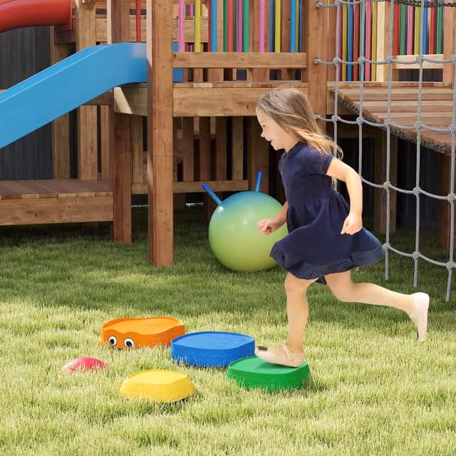 AIYAPLAY Red Frog-Shaped Sensory Stepping Stones with Anti-Slip Edging