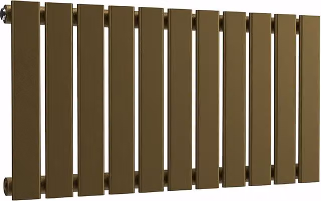 Lux Heat Single Flat Horizontal Steel Radiator in Antique Brass, W: 77 cm, H: 40 cm