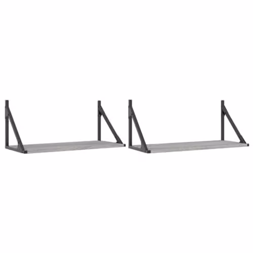 vidaXL Set of 2 Wall Mounted Shelves in Grey Sonoma, W/D/H: 60 x 25 x 25.5 cm – 1