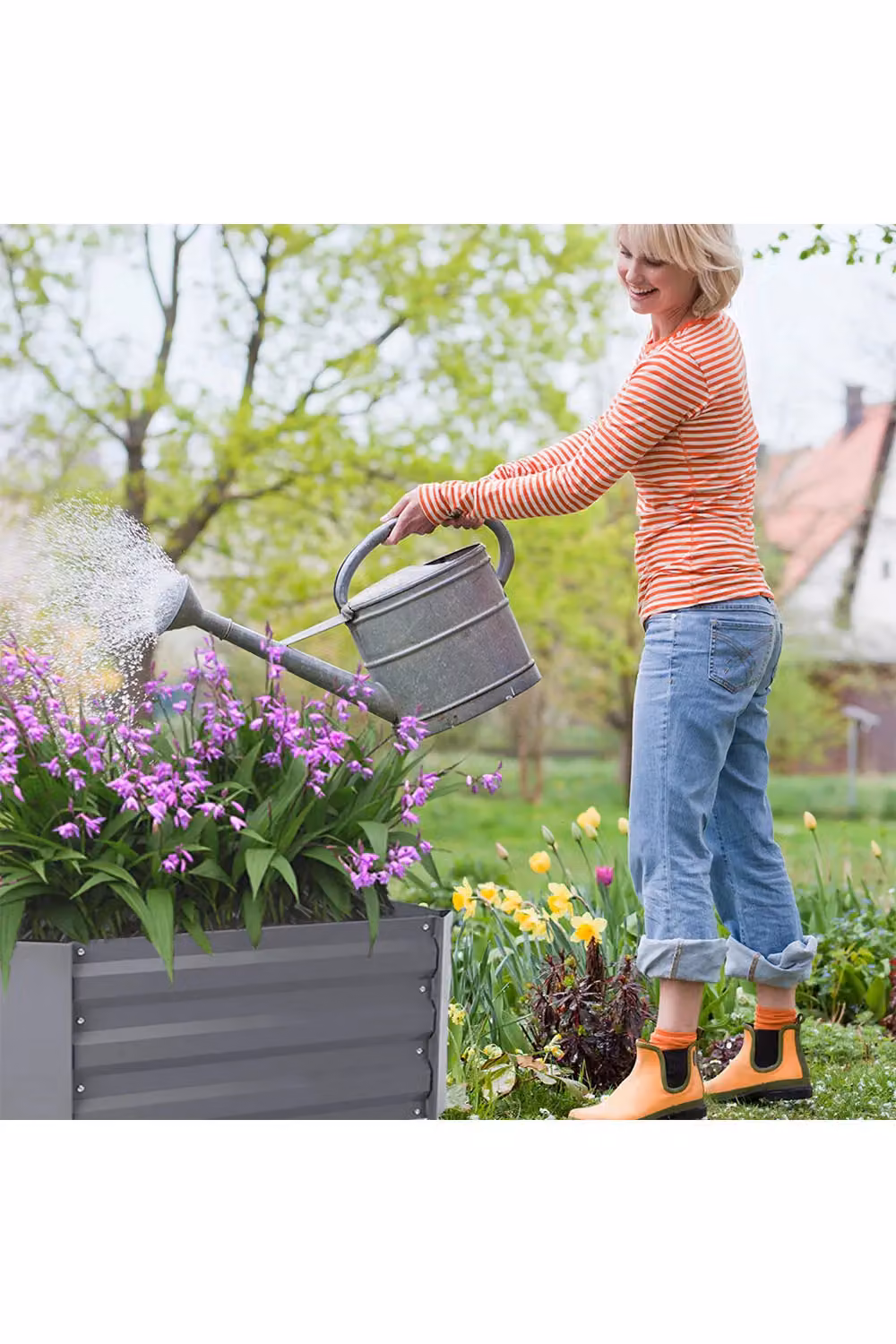 Living and Home Galvanised Steel Rectangular Elevated Garden Bed Planter Box in Grey – 2