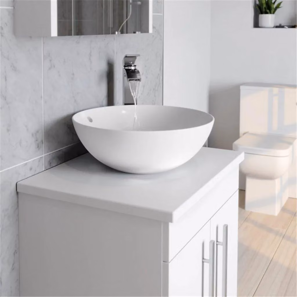 Clifton White 2-Door Freestanding Bathroom Standing Unit with Counter Top Basin, Width: 60 cm – 2