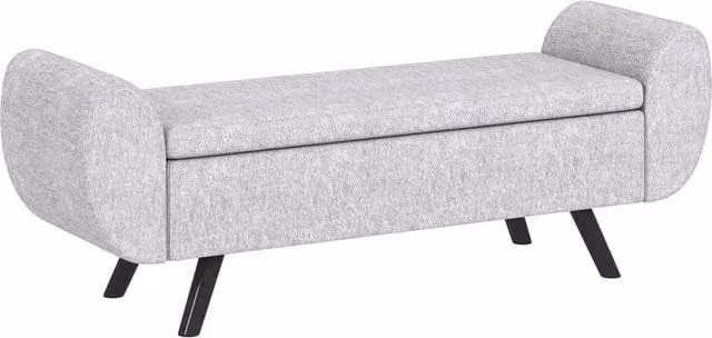 KORVIXA Upholstered Linen Storage Bench in Grey