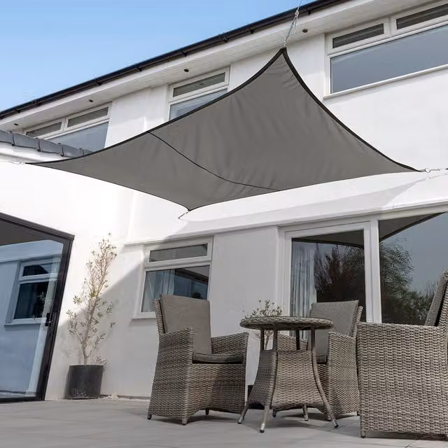 Kookaburra Rectangular Waterproof Sun Shade Sail, Anthracite Grey, W: 6 m, D: 5 m, UPF 50