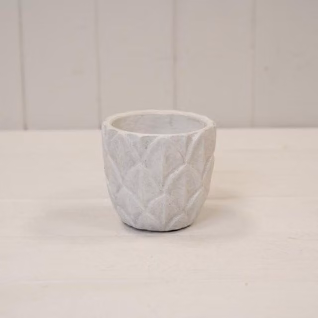 KDMD Round White Ceramic Floral Tabletop Pot