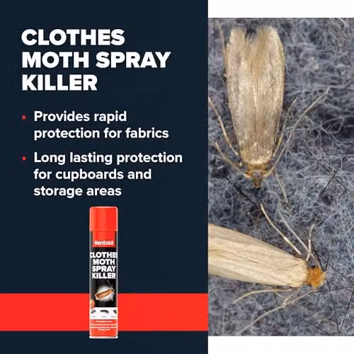 Rentokil PSC100 Clothes Moth Killer Spray, Black, H x W x D: 23.7 x 4.8 x 4.8 cm – 3