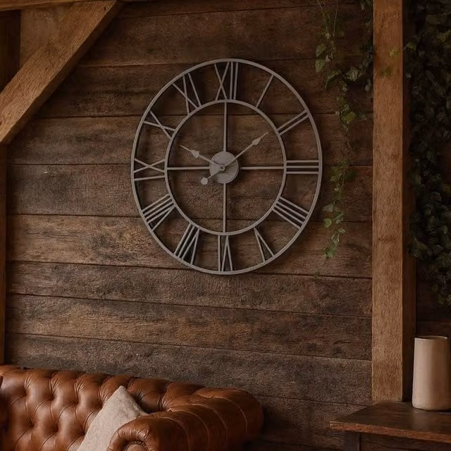 Wyld Haus Grey Metal Round Analog Wall Clock
