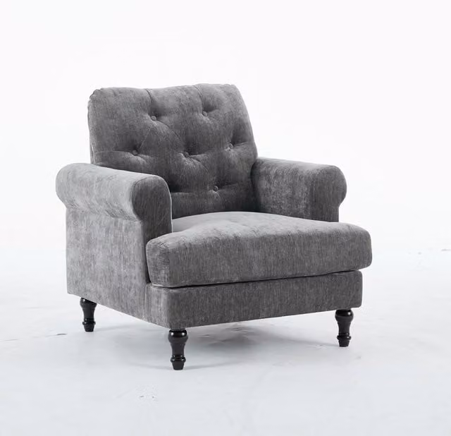 FURNITURE ONE Grey Velvet Upholstered Tub Armchair – 1
