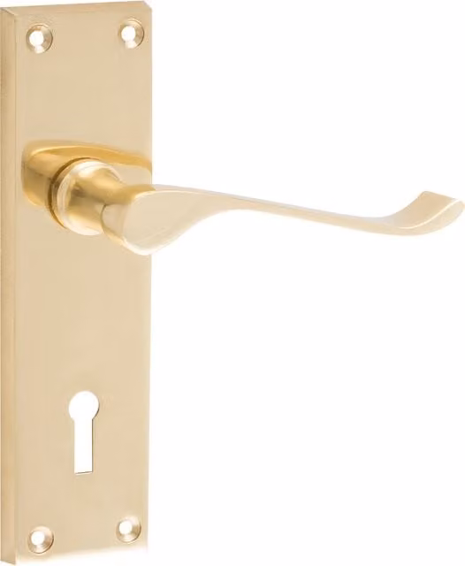Hiatt Victorian Scroll Lever Lock Set in Brass