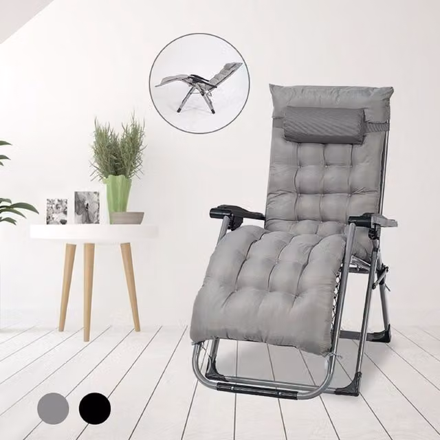 Smart Living Zero Gravity Reclining Chair with Cushion and Pillow in Grey
