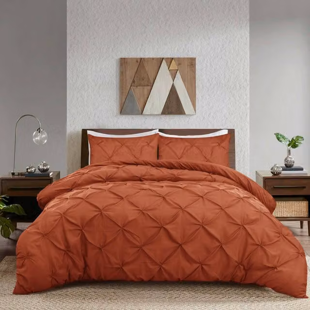 Cotton Passion Microfibre Duvet Cover and Pillowcase Set in Brown and Orange, W/D/H: 200 x 200 cm and 50 x 75 cm