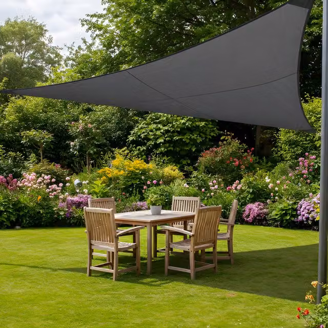 Kookaburra Waterproof Triangle Garden Sail Shade, Anthracite, UPF 50