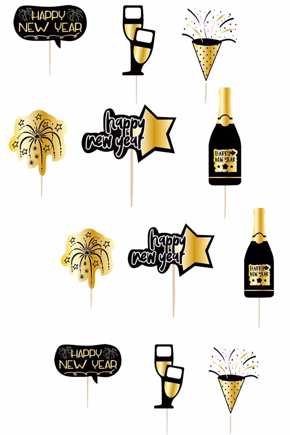 Neel Blue 7 Pcs Cupcake Toppers and Gold Cocktail Sticks – 5