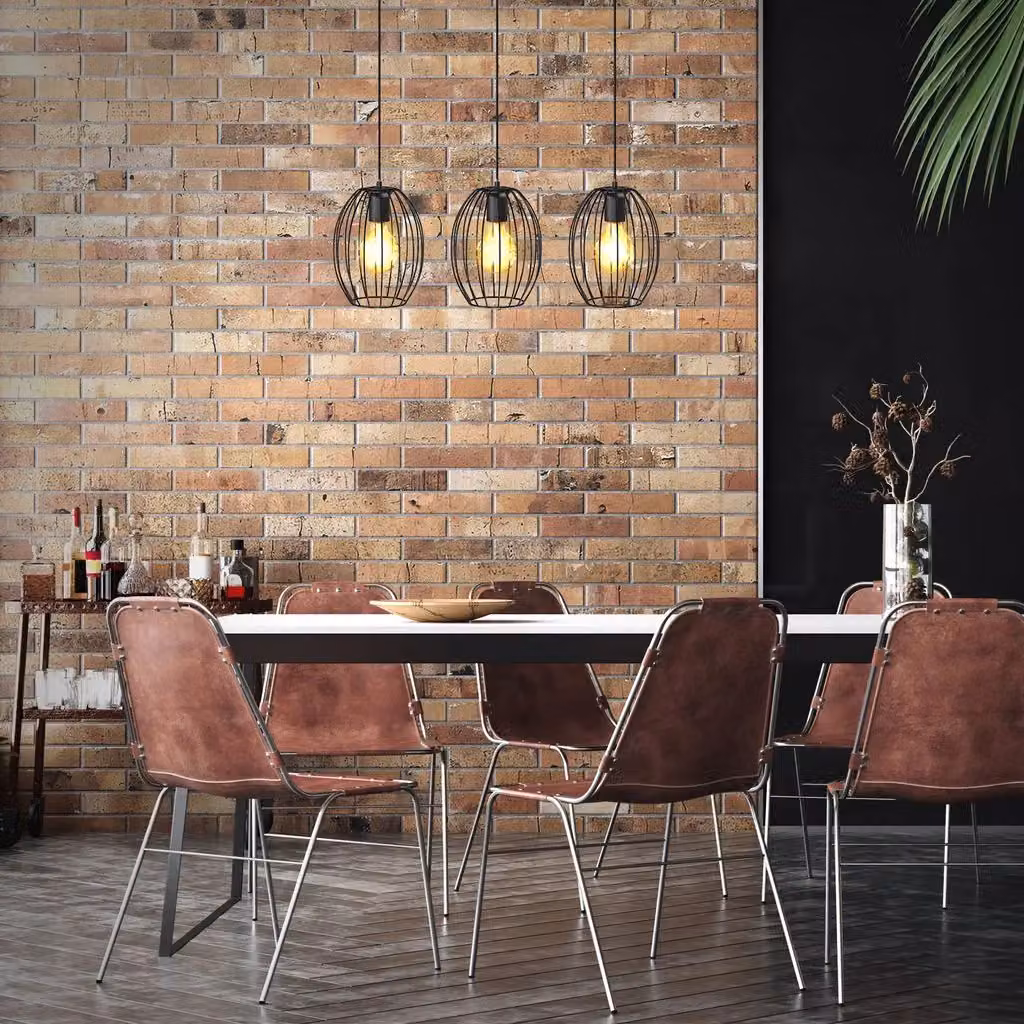 B.K.Licht Industrial Black Metal Pendant Light with 3 x E27 Sockets, H 112 cm x W 70 cm – 3