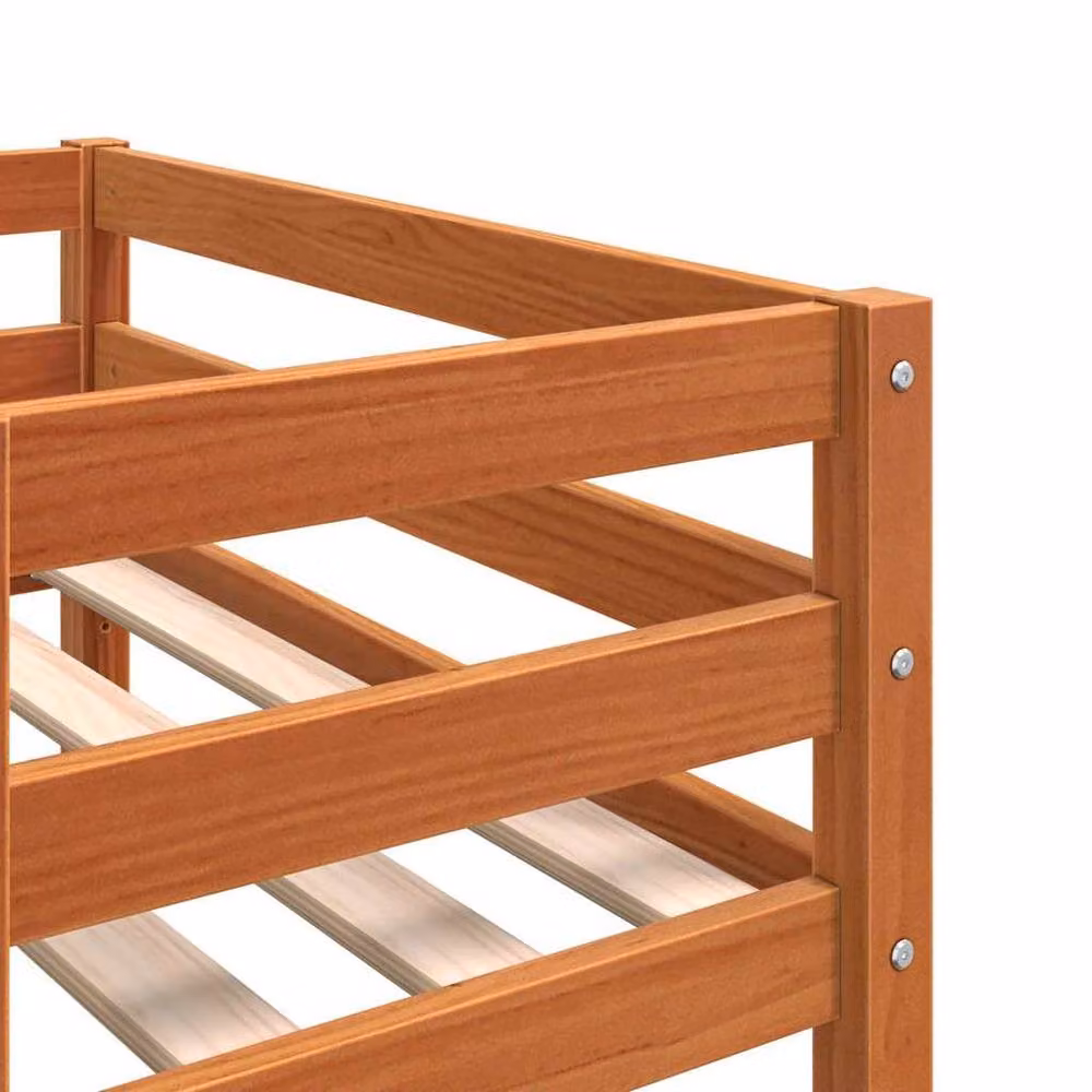 Berkfield Home Kids Solid Wood Bed Frame in Waxed Brown, W/D/H: 90 x 200 cm – 4