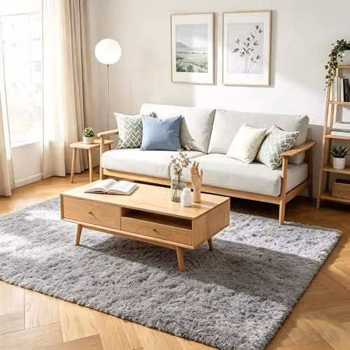 MCC Direct Faux Fur Rectangle Shaggy Area Rug in Grey, W/D: 60 x 110 cm – 6