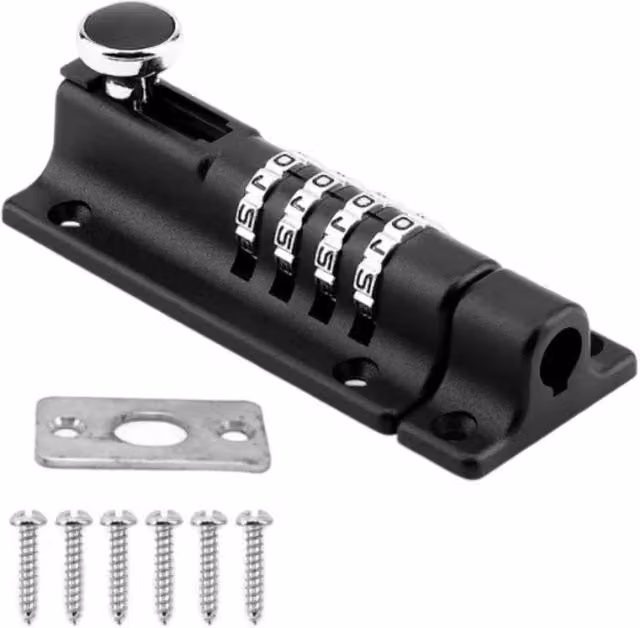 FLAVORA Black Stainless Steel 4-Digit Combination Bolt Lock – 1