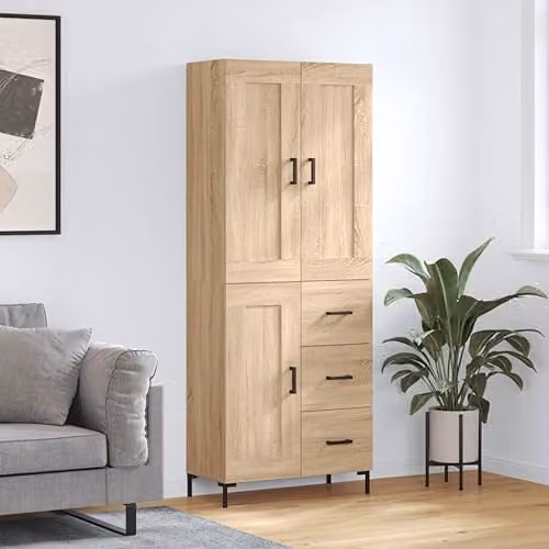 vidaXL Industrial Style Highboard Sideboard in Sonoma Oak with Drawers and Doors – 2