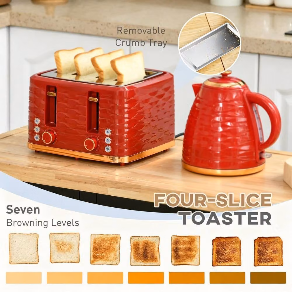 STILVORA Kettle and 4 Slice Toaster Set in Red – 6