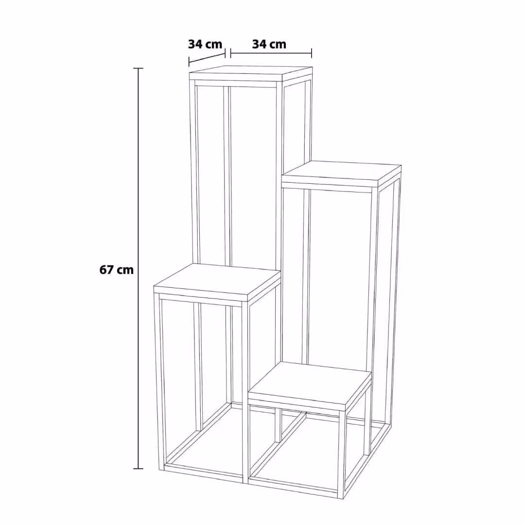 EONLION 4 Tier Modern Metal and Wood Flower Plant Pot Display Stand in Beige, H 67.0 x W 34.0 x D 34.0 cm – 2
