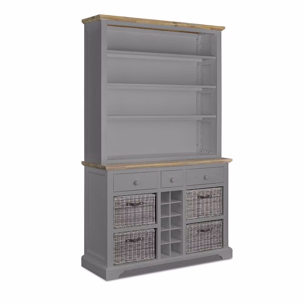 Statement Furniture Florence Display Cabinet in Grey with Glass Doors, Bottle Rack and Internal Drawers, W: 120 cm, H: 200 cm, D: 42 cm – 6