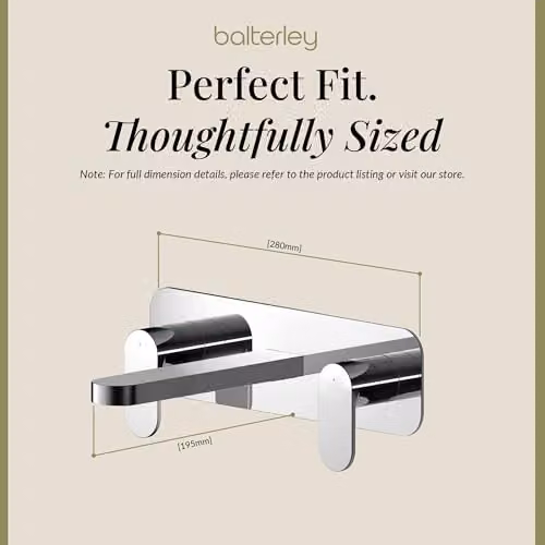 Balterley Wall Mount Basin Mixer Tap and Back Plate with Dual Lever Handles, Chrome, W/D/H: 7.5 x 19.3 x 28 cm – 4