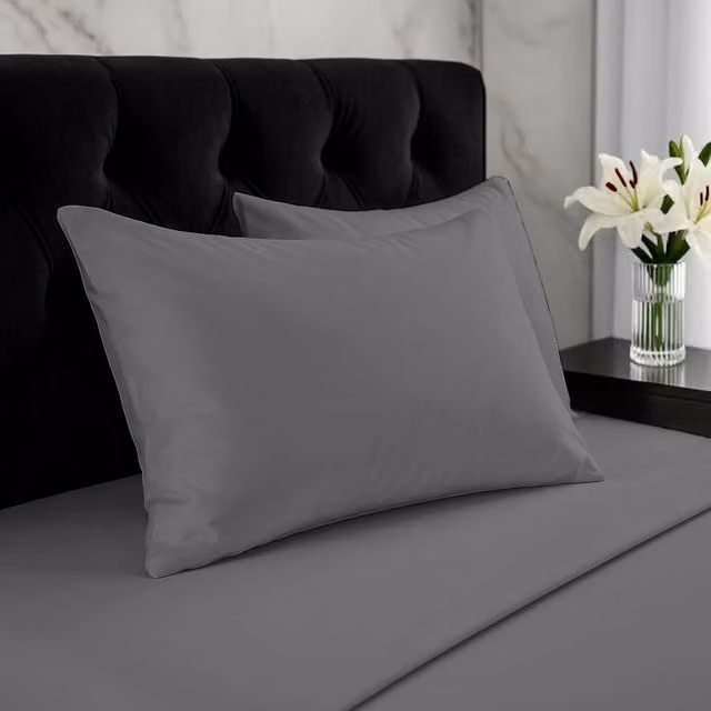 Home Sweet Home UK Grey Microfibre Pillowcase Set of 2 with Envelope Closure, W: 48 cm x L: 74 cm – 1