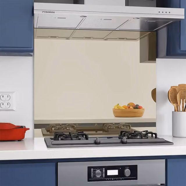 BELOFAY Bronze Tempered Glass Kitchen Mirror Splashback, 6mm Thick