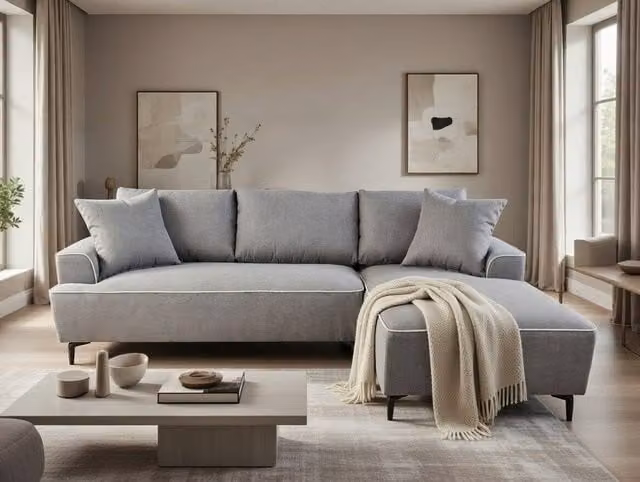 DS Living The Milano Edge 3 Seater Left Hand Corner Sofa in Grey Fabric – 1