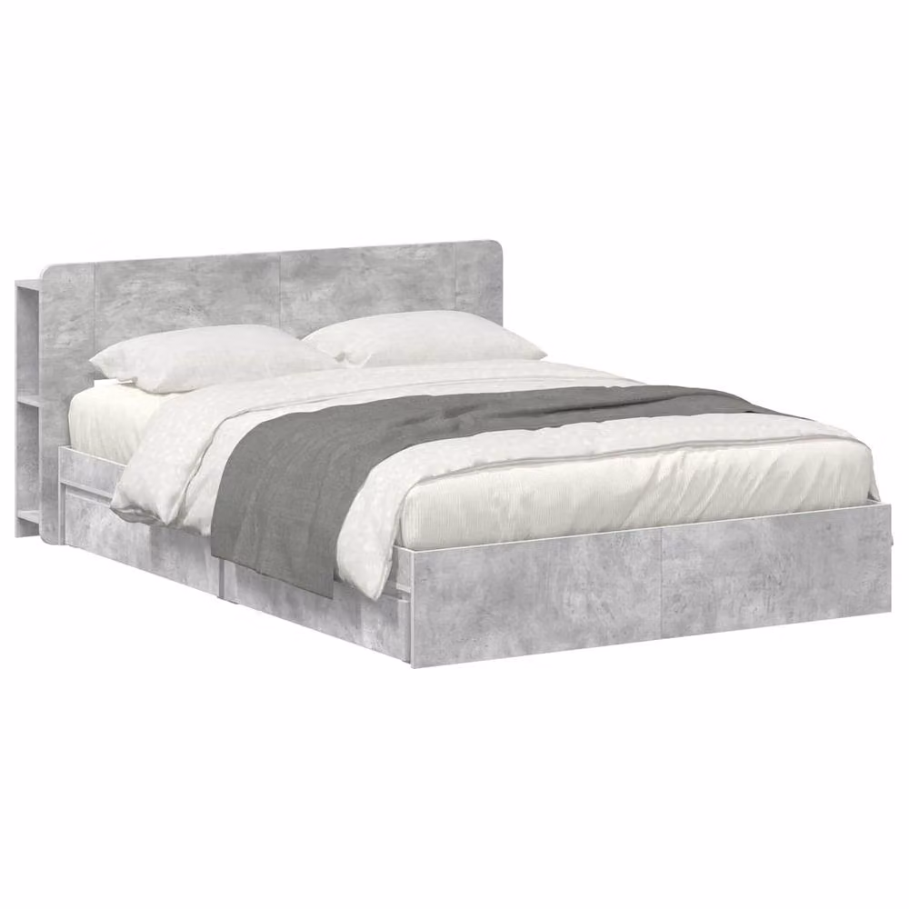 Berkfield Home Modern Bed Frame with Storage Drawers in Concrete Grey, W/D/H: 150 x 200 cm – 1