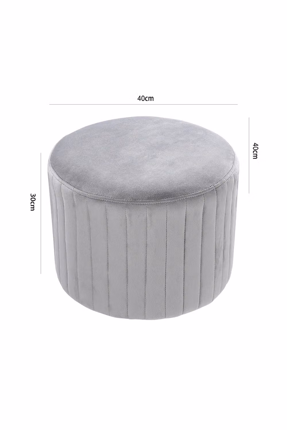 Living and Home Round Grey Velvet Stool Chair and Dressing Table Footstool – 2