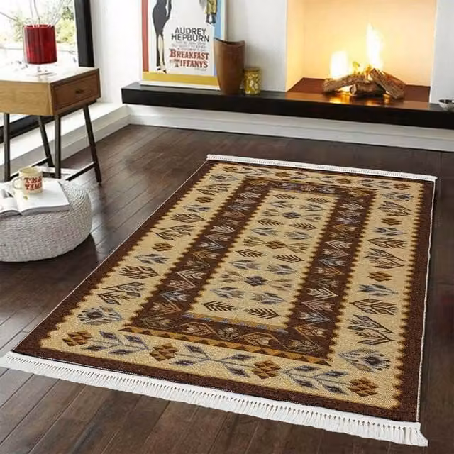 Smart Living Aybak Traditional Design Reversible Washable Oriental Rug in Mustard Yellow, W: 120 cm, L: 180 cm