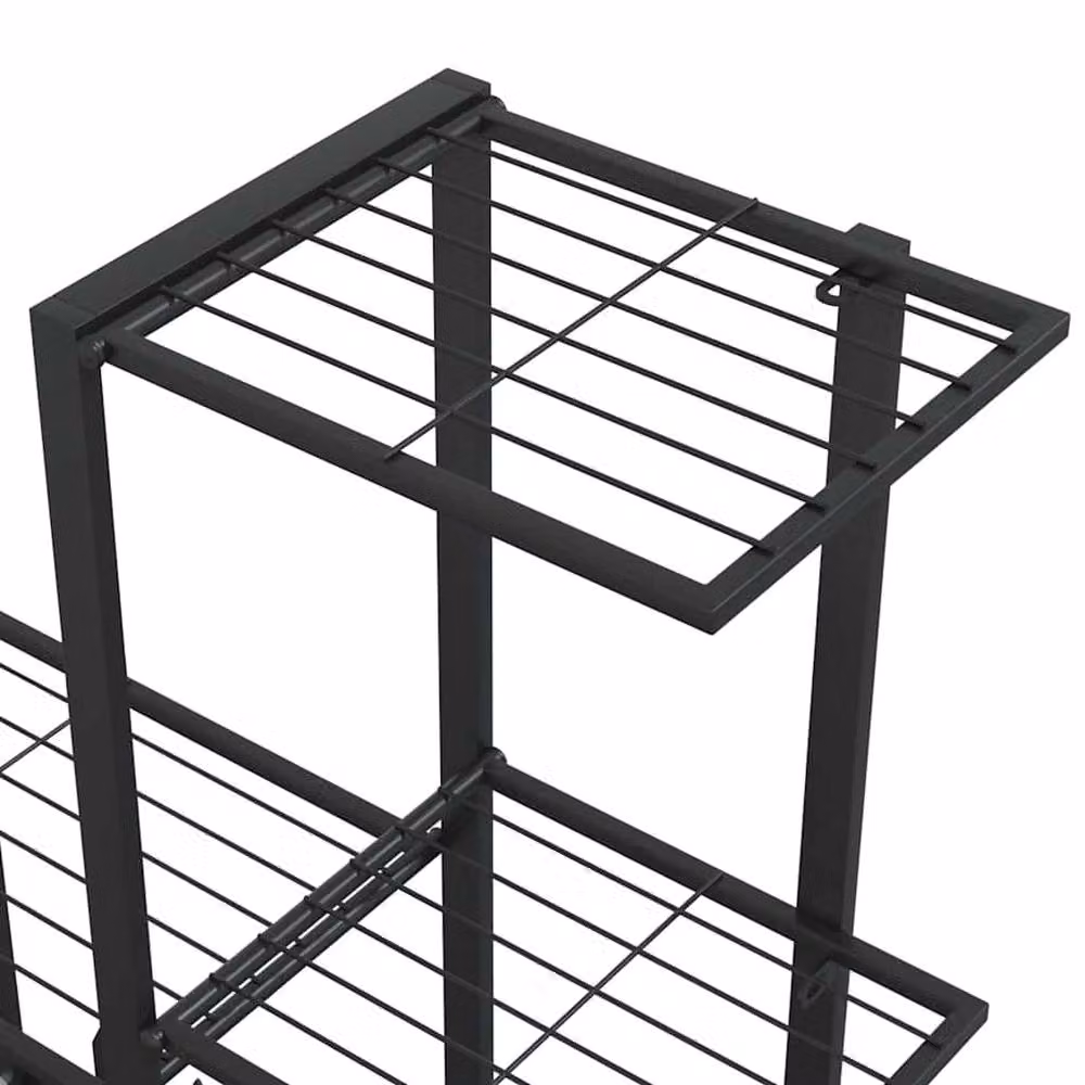 Berkfield Home Decorative Flower Stand with Wheels, Black Matt Metal, W: 94.5 cm, D: 25 cm, H: 92.5 cm – 3