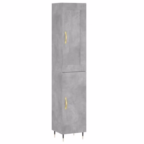 vidaXL Modern Highboard in Grey with Hinged Doors and Internal Shelves, W/D/H: 34.5 x 34.5 x 180 cm – 1