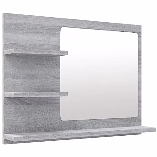 vidaXL Grey Sonoma Bathroom Mirror in Engineered Wood W/D/H: 60 x 10.5 x 45 cm – 1