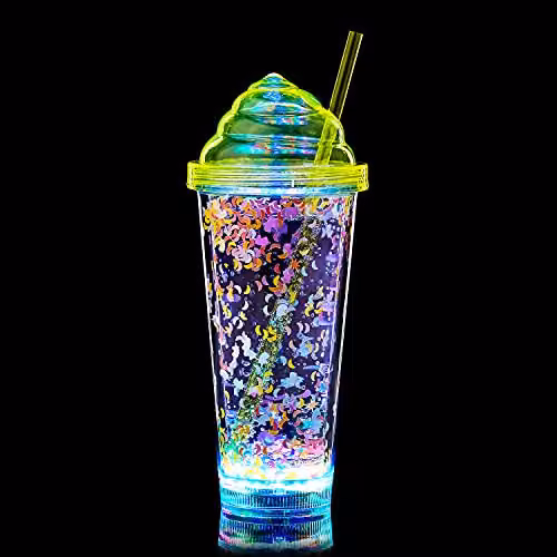 UltraByEasyPeasyStore Ice Cream Swirl LED Flashing Plastic Tumbler in Yellow, Red, Green and Blue – 3