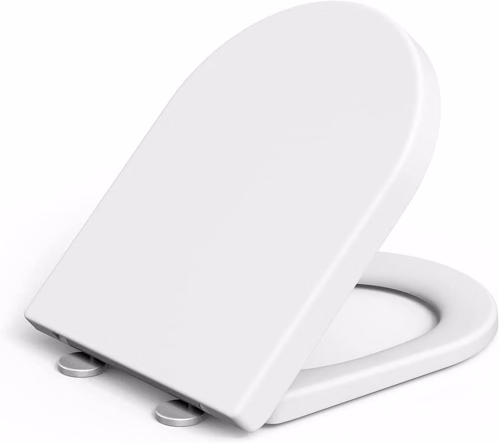 London Boutique D Shaped Soft Close Toilet Seat with Quick Release Hinge Kit in White – 2