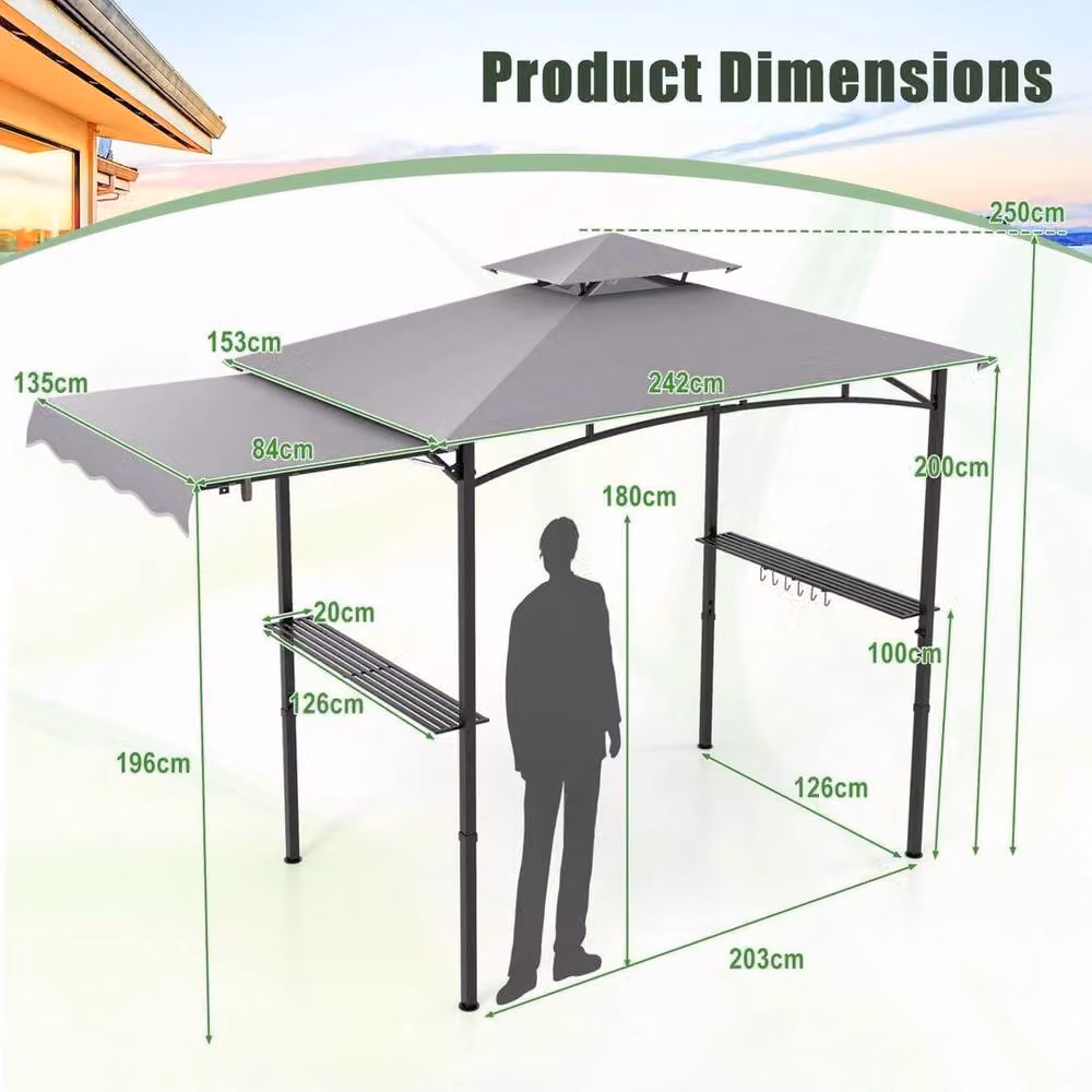 Kelvenix Outdoor Barbecue Canopy Tent with Double-Tiered Top in Grey – 2