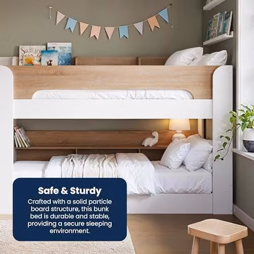 Flair Furnishings Double Bunk Bed for Children with Staircase Storage in White and Oak – 3