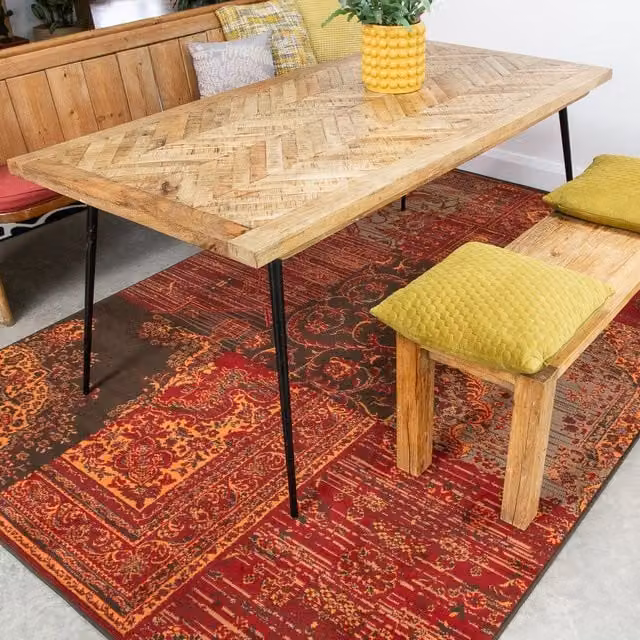 Kukoon Red, Brown and Multicolour Traditional Patchwork Living Area Rug, W: 160 cm, L: 230 cm – 1