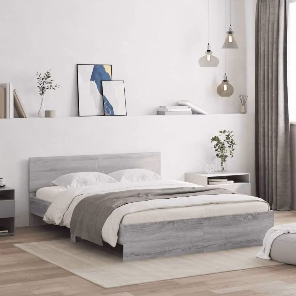 Berkfield Home Sonoma Bed Frame in Grey, W: 140 cm, L: 200 cm – 2