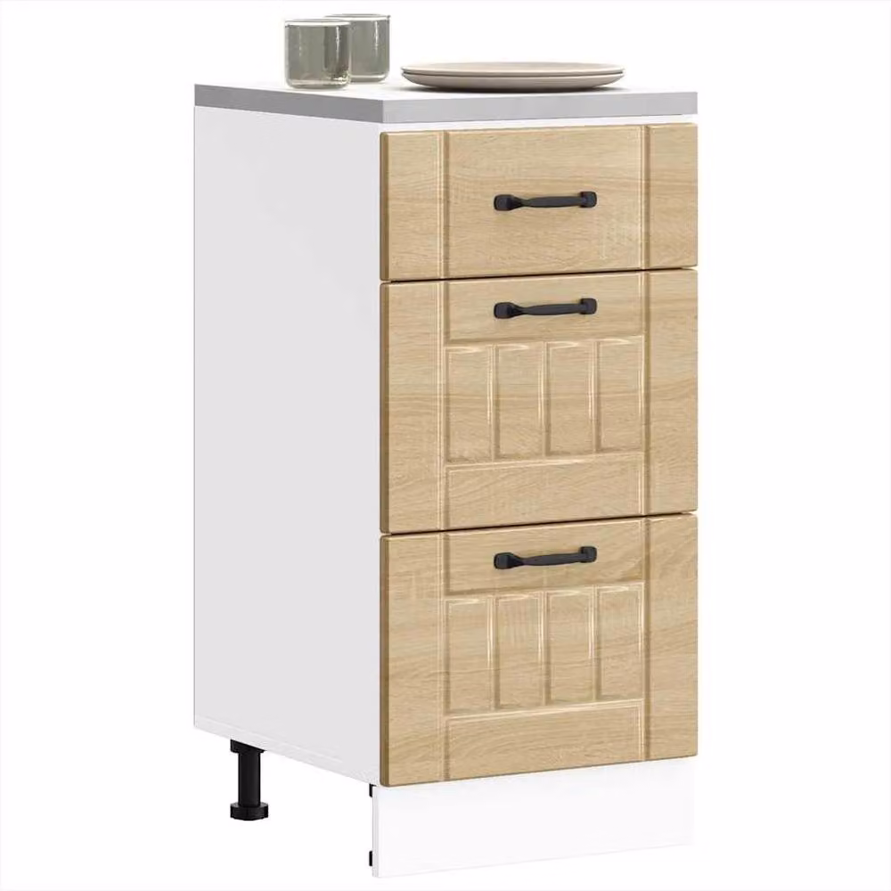 Berkfield Home Lucca Kitchen Base Cabinet in Sonoma Oak, Light Tan/Beige, W/D/H: 81.5 x 40 x 46 cm – 2