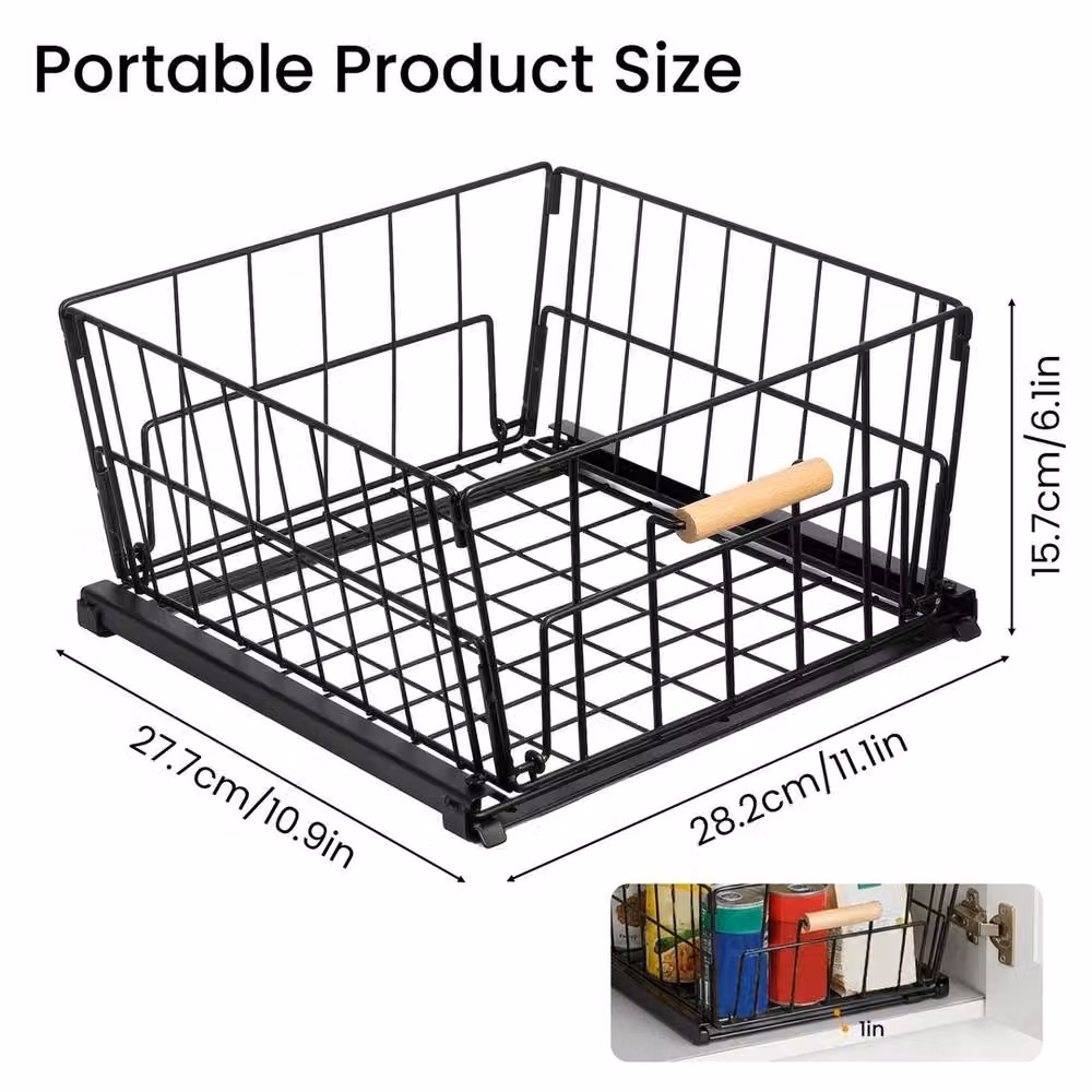 Havendro Metal Kitchen Pull-Out Storage Basket in Black – 2