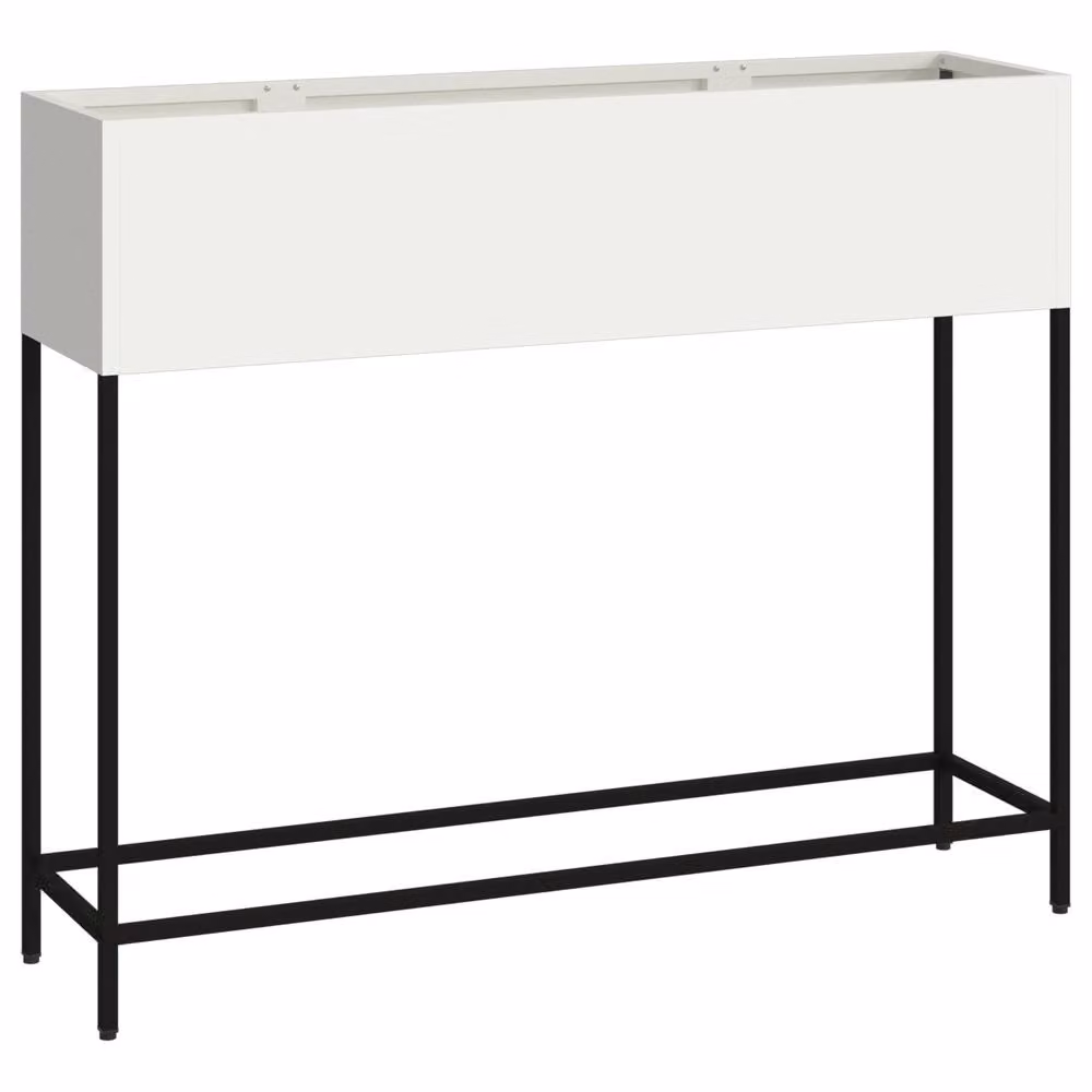 Berkfield Home Raised Garden Planter in White Steel, W/D/H: 100 x 26 x 82 cm – 2