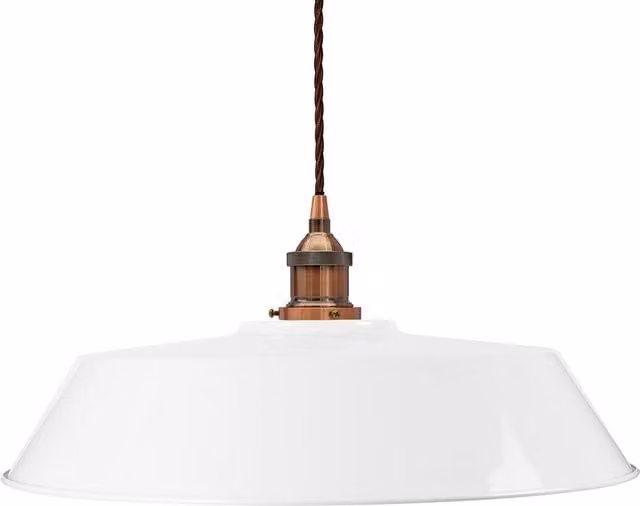 SE Home Chancery Large Suspended Pendant Light in White, Antique Copper and Brown
