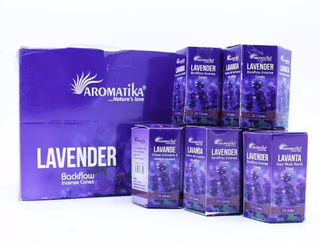 Aromatika Lavender Masala Backflow Incense Cones, Pack of 10, Purple Floral