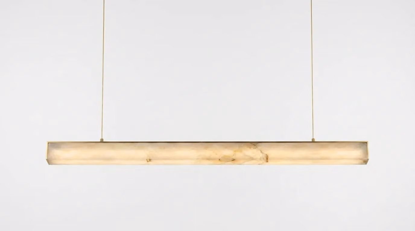 Araco Lumière Frozen Nexa Alabaster Pendant Light in White and Gold/Brass