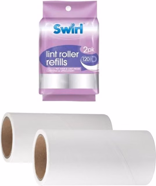 Swirl Lint Roller Refill Rolls, 2 Pack, White, Width: 10 cm
