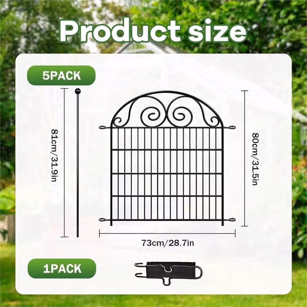 Nordara Heavy Duty Metal Garden Fence with Lock, Animal Proof, Black, W/H: 100 x 100 cm – 2