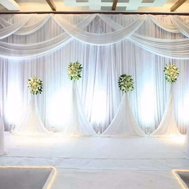 SPETLEK Silk Backdrop Drapes Curtain in White, W: 300 cm, H: 300 cm