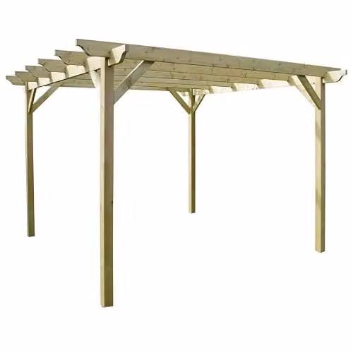 Buttercup Farm Wooden Garden Pergola in Green, W: 240 cm, D: 240 cm, H: 270 cm